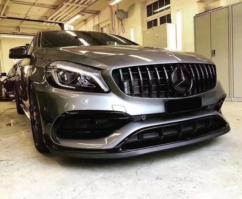 Для Benz W176 A200 A250 A45 AMG хэтчбек Спорт- черный глянец передний бампер спойлер разветвители Canards вентиляционные отверстия 8 шт