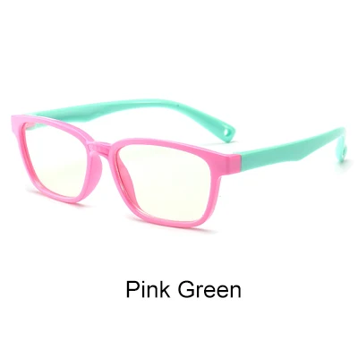 Pink Green Ralferty, Детские квадратные очки, анти-синие блокирующие компьютерные очки, оправа для детей, для мальчиков и девочек, TR90, гибкие оправы для очков A008 - Цвет оправы: Pink Green