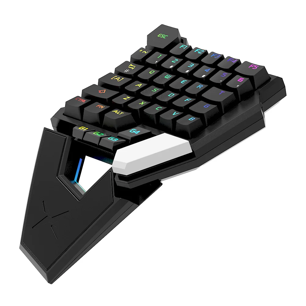 DELUX T6 DELUX T6 Одноручные механические игровые клавиатуры складной RGB 39 ключ полностью программируемая Проводная клавиатура для ноутбука PC Gamer - Цвет: DELUX T6