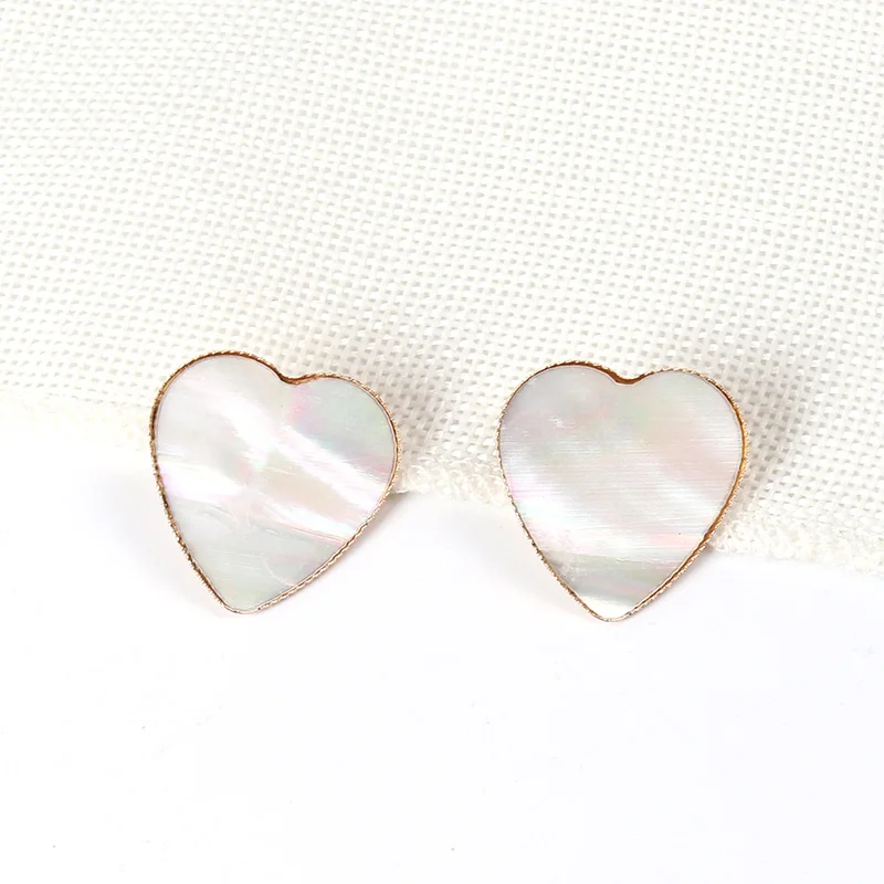 Женские серьги-гвоздики в форме сердца Abalone модные с жемчугом оптовая продажа
