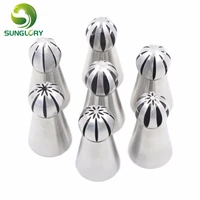 7pcs cupcake stainless steel russian ball nozzles flower fondant icing piping tips cream torch pastry tube cake decorating tools