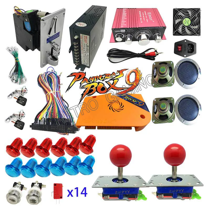 short zippy joystick Pandora box 9 DIY Аркада светодиодный игровой блок для игрового автомата комплект с 1500 В 1 модульная доска JAMMA Zippy джойстик Кнопка питания динамик - Цвет: short zippy joystick