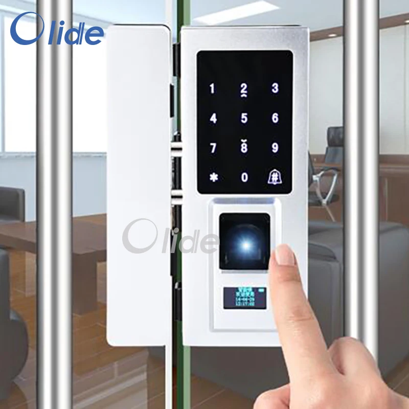 

Glass door Fingerprint Scanner, Fingerprint Scanner Access Keypad for framless door, Password RFID Card compatible
