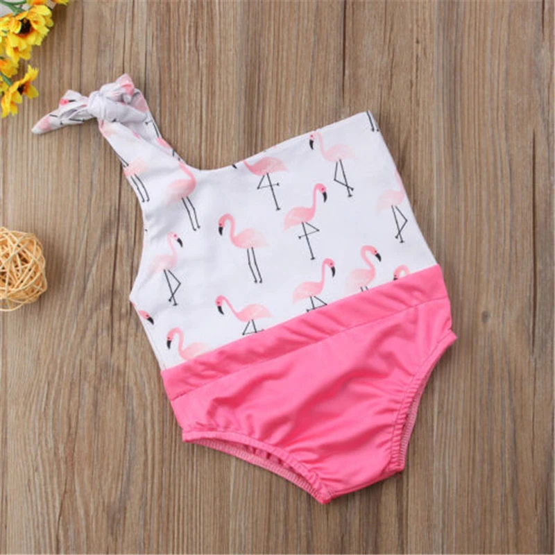 Новый бикини летние Grils Одна деталь купальники Фламинго купальник милые дети
