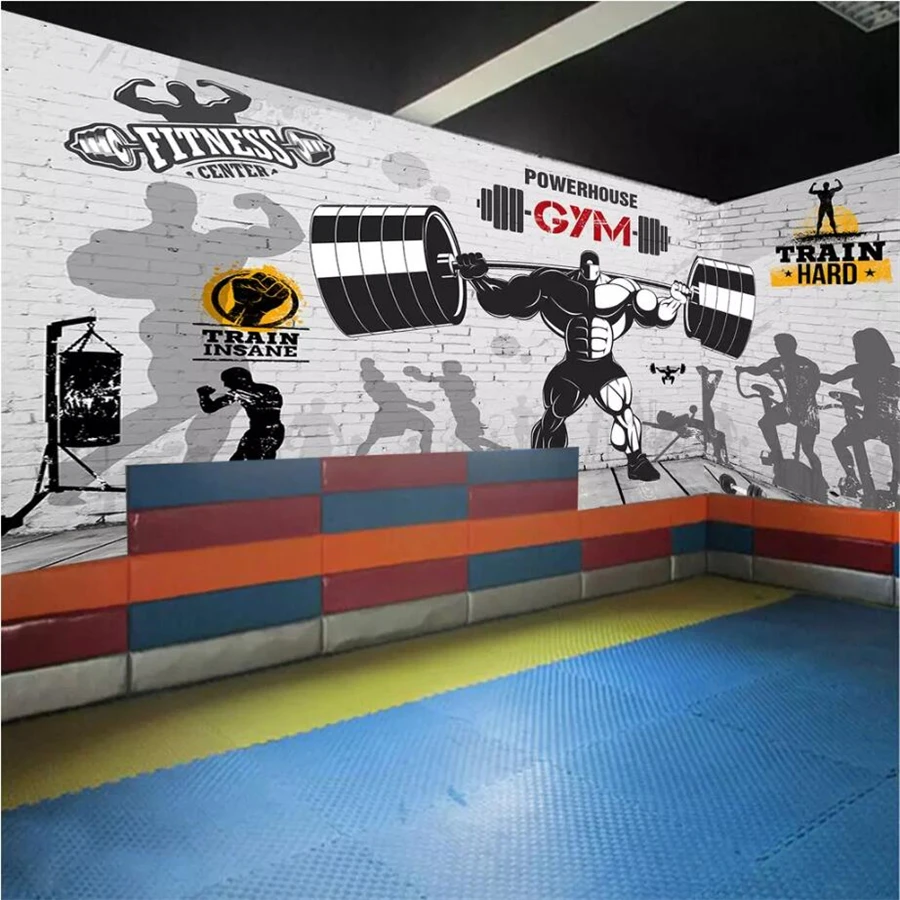 

beibehang Custom wallpaper 3D mural brick wall retro sports fitness club image wall background wall papers home decor wall paper