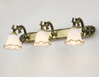 B 3 lights Зеркало спереди свет ванной светодиодный настенный светильник для ванной комнаты зеркало свет комод бра Водонепроницаемый парикмахер огни Винтажные настенные светильники настенная лампа античная бронза - Цвет абажура: B 3 lights