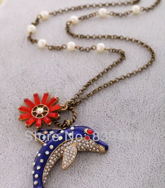 Новое модное Ювелирное Украшение ожерелье в виде дельфина с кристаллами и
