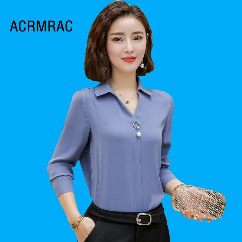 ACRMRAC Women Slim splicing Long sleeves Business Formal wear OL Blouses & Shirts 872