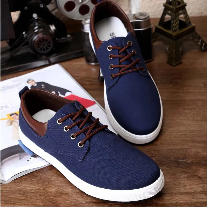 New Canvas Shoes For Men breathable Comfortable Casual Mens Fashion Lace-Up Brand Flat Loafers 2018 | Обувь