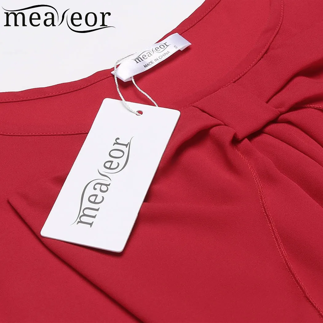 Meaneor женские шифоновые топы на бретелях с бантом повседневные круглым вырезом