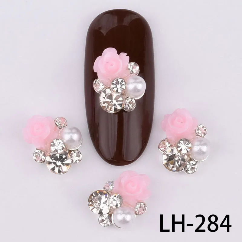 LH-284 10 шт. 3D Роза цветы водяной дрель жемчужный дизайн ногтей украшения гламурный сплав ногти "сделай сам" аксессуары LH274-285 - Цвет: LH-284