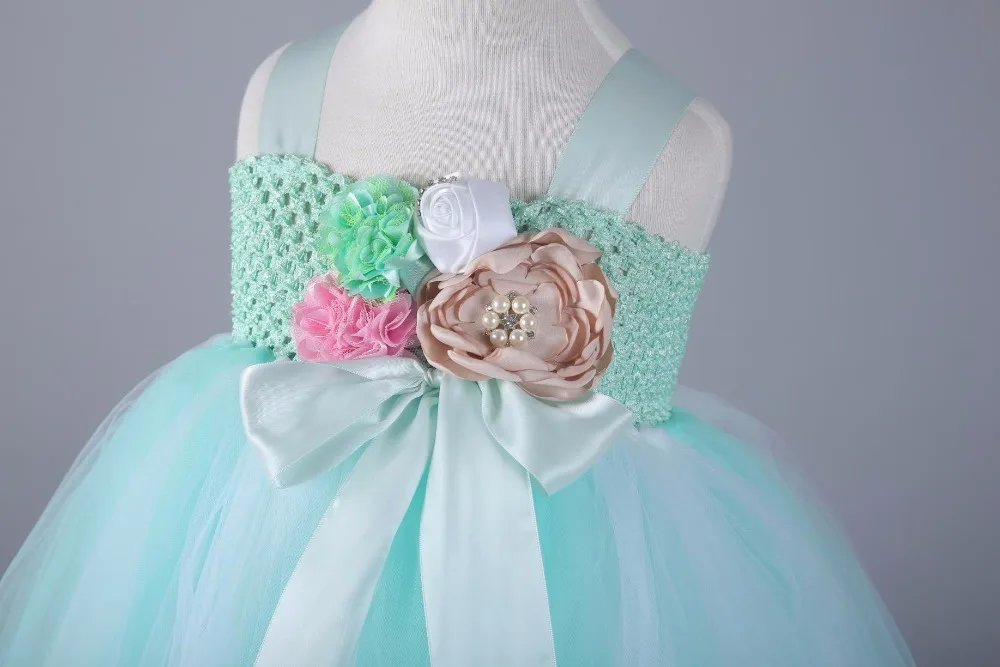 

Handmade Straps Tutu Dress For Girls With Flower Elegant Kids Girls Ball Gown Tutu Dress For Prom Party