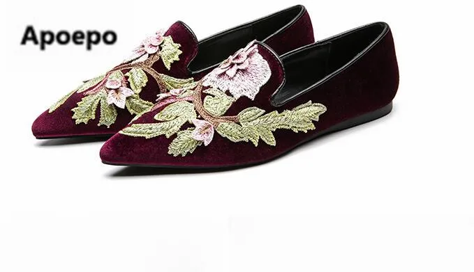 Newest brand woman loafers shoes 2018 embroider casual flats women shallow pointed toe chaussures femme mary jane | Обувь