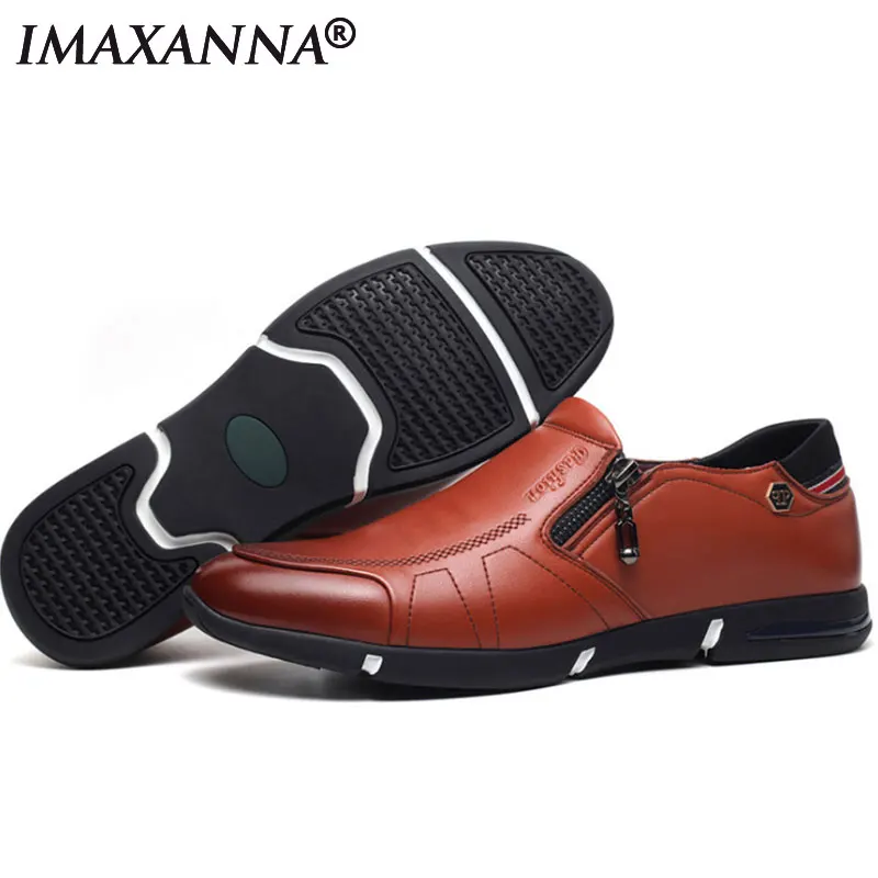 IMAXANNA Men Casual Shoes Leather High Quality Flats Walking Breathable Comfortable | Обувь