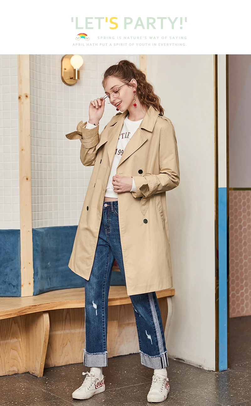 SEMIR женский двубортный плащ, Женский Классический Тренч с воротником, Abrigo Mujer, ветровка, длинная верхняя одежда, пальто