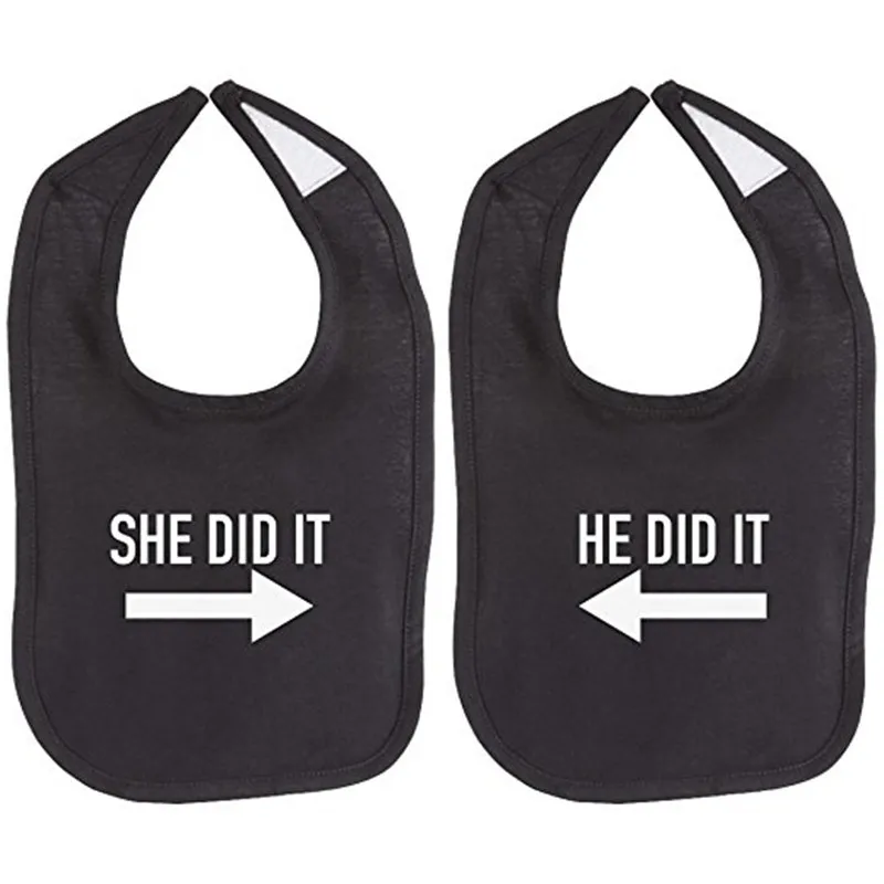 YSCULBUTOL He Did It She Arrow Twin Set унисекс нагрудники для новорожденных|baby bibs|newborn baby bibsbaby bibs