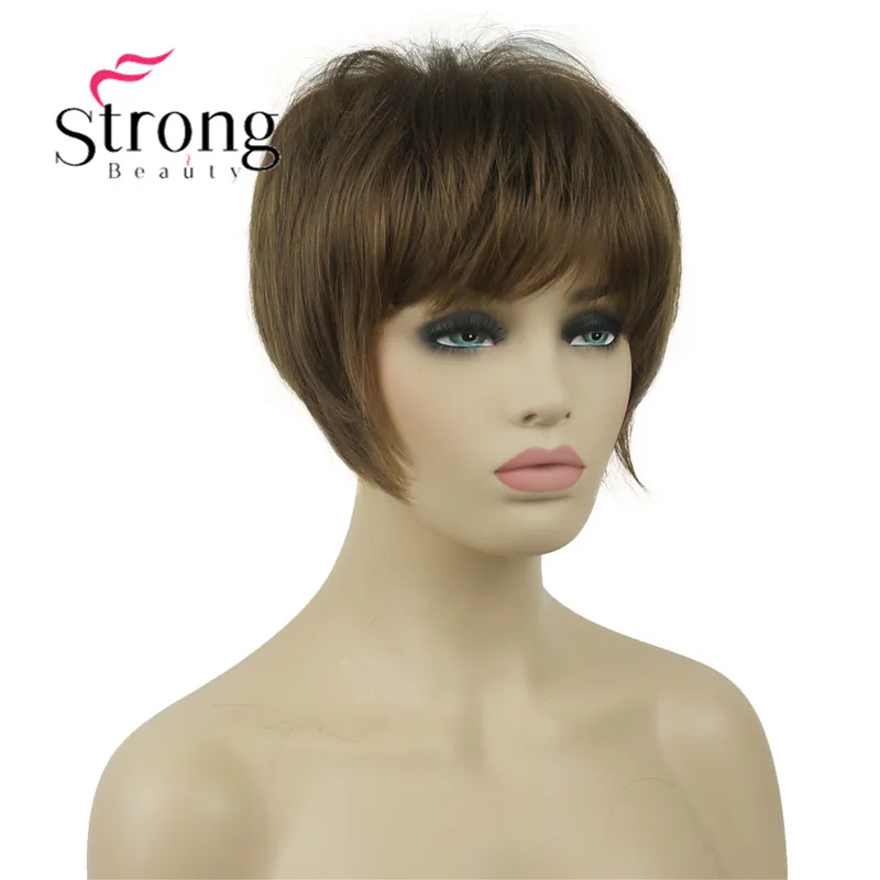 StrongBeauty короткий мягкий слоистый парик Омбре блонд полный синтетический парик