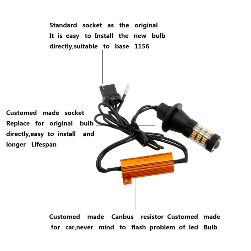 YM E-Яркий 1 комплект 1156 P21W BA15S BAU15S 2835 Canbus Error Free резистора Янтарный/Белый горки