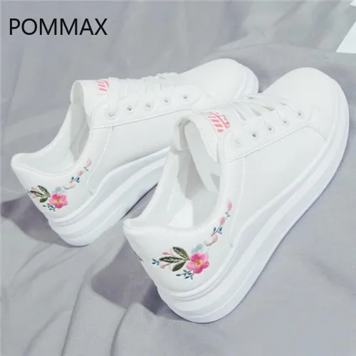 Женская Вулканизированная обувь POMMAX Повседневная дышащая с вышивкой на шнуровке