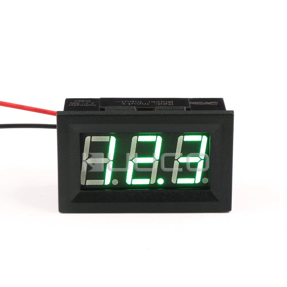 Цифровой вольтметр мини с зеленой светодиодной панелью 3 30 В постоянного тока 12 24