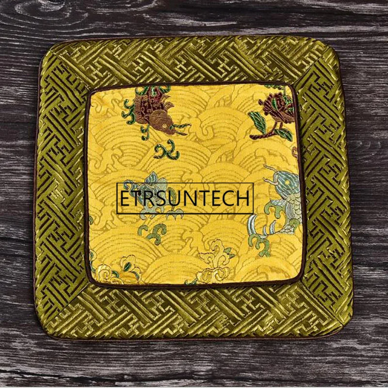 

50pcs Chinese Dining Table Mat Patchwork Luxury Vintage Square Insulation Pad Natural Mulberry Silk Placemats