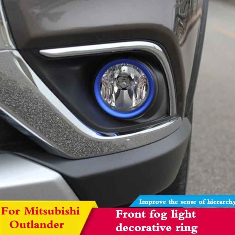 

For Mitsubishi Outlander 2015 2016 2017 2018 Front fog light decorative ring Cover Stickers external modification decoration