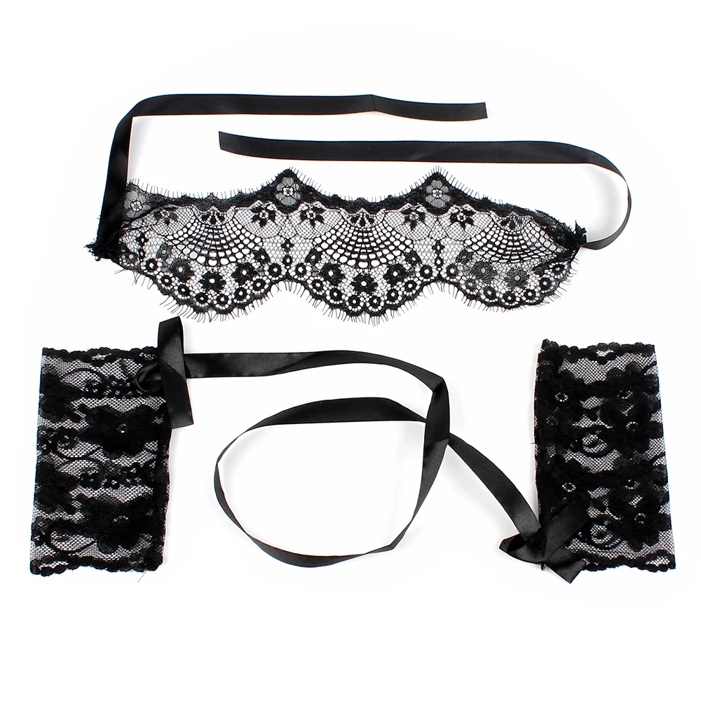 1 комплект Женская экзотическая кружевная маска с наручниками|Игры для взрослых|