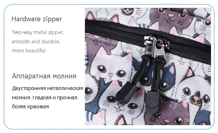 CIKER холщовый рюкзак с принтом кота, школьные сумки для девочек-подростков, рюкзак в консервативном стиле, милая сумка для книг, Mochila Feminina