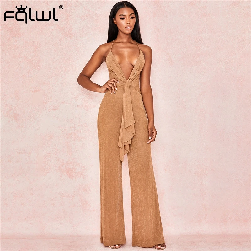 FQLWL широкая повязка на ногу сексуальный комбинезон для женщин элегантный с