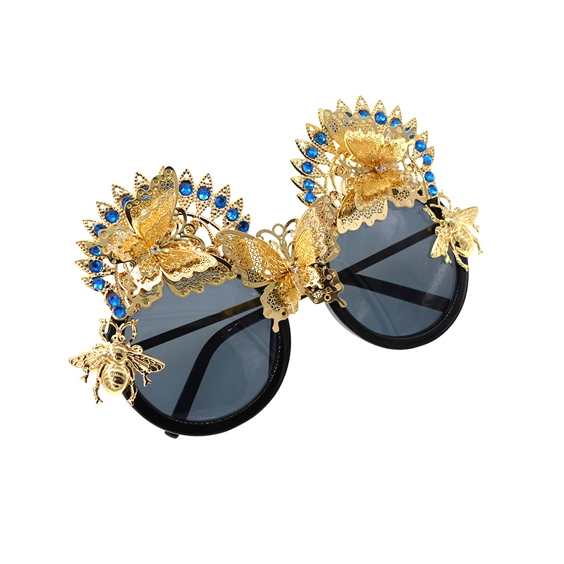 New Brand Baroque Flower Cat Eye Sunglasses Fashion Women Sun Beach Crystals Rhinestones Outdoor Black Gift | Аксессуары для