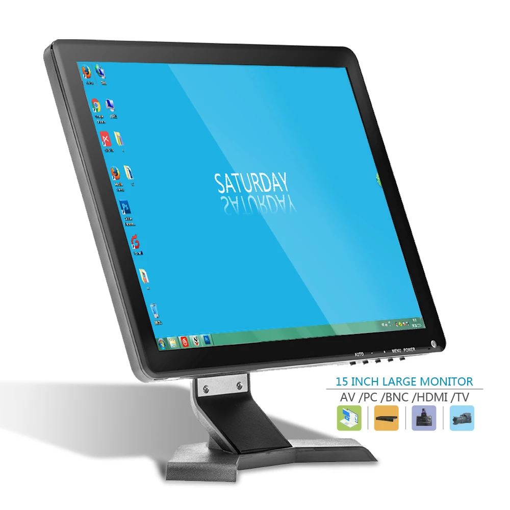 Podofo 15 &quotIPS LCD HD монитор тв и компьютер дисплей 1080P 1024x768 цветной экран камера видео