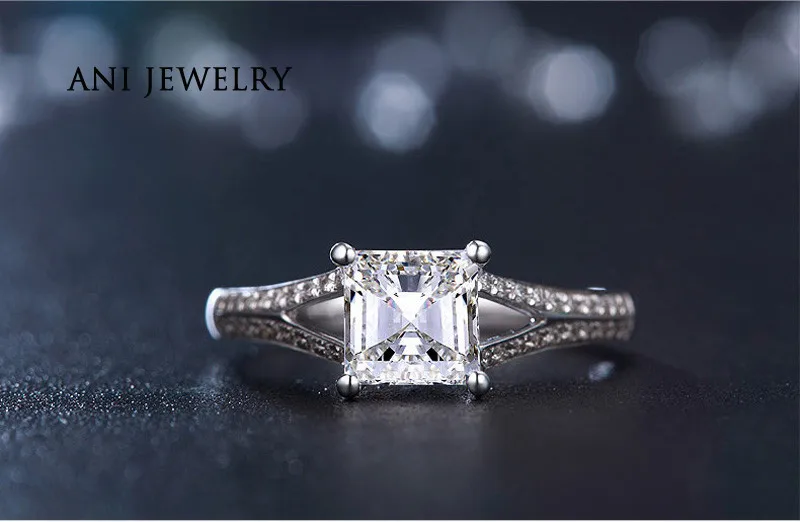 ANI 18 К из белого золота(AU750) для женщин обручальное кольцо 0.79CT Certified я/SI Принцесса Cut Ювелирные изделия с алмазами великолепный Дизайн Promise Ring