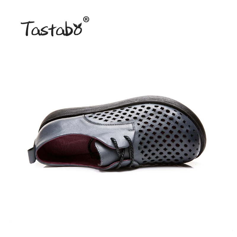 

Tastabo Genuine Leather Woman Shoes new style Vintage handmade shoes Flat Platform Casual simplicity Openwork upper Breathable