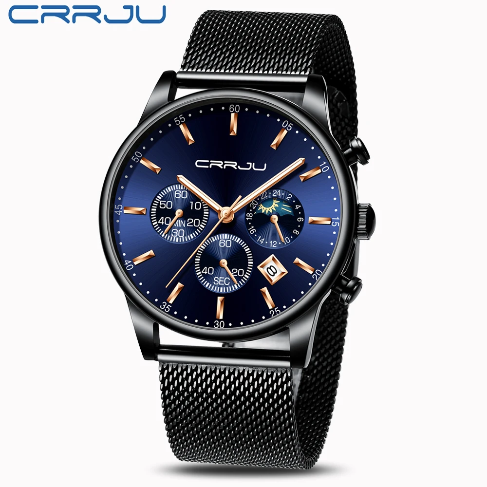 CRRJU мужские часы Reloj Hombre 2019 s лучший бренд класса люкс кварцевые с большим