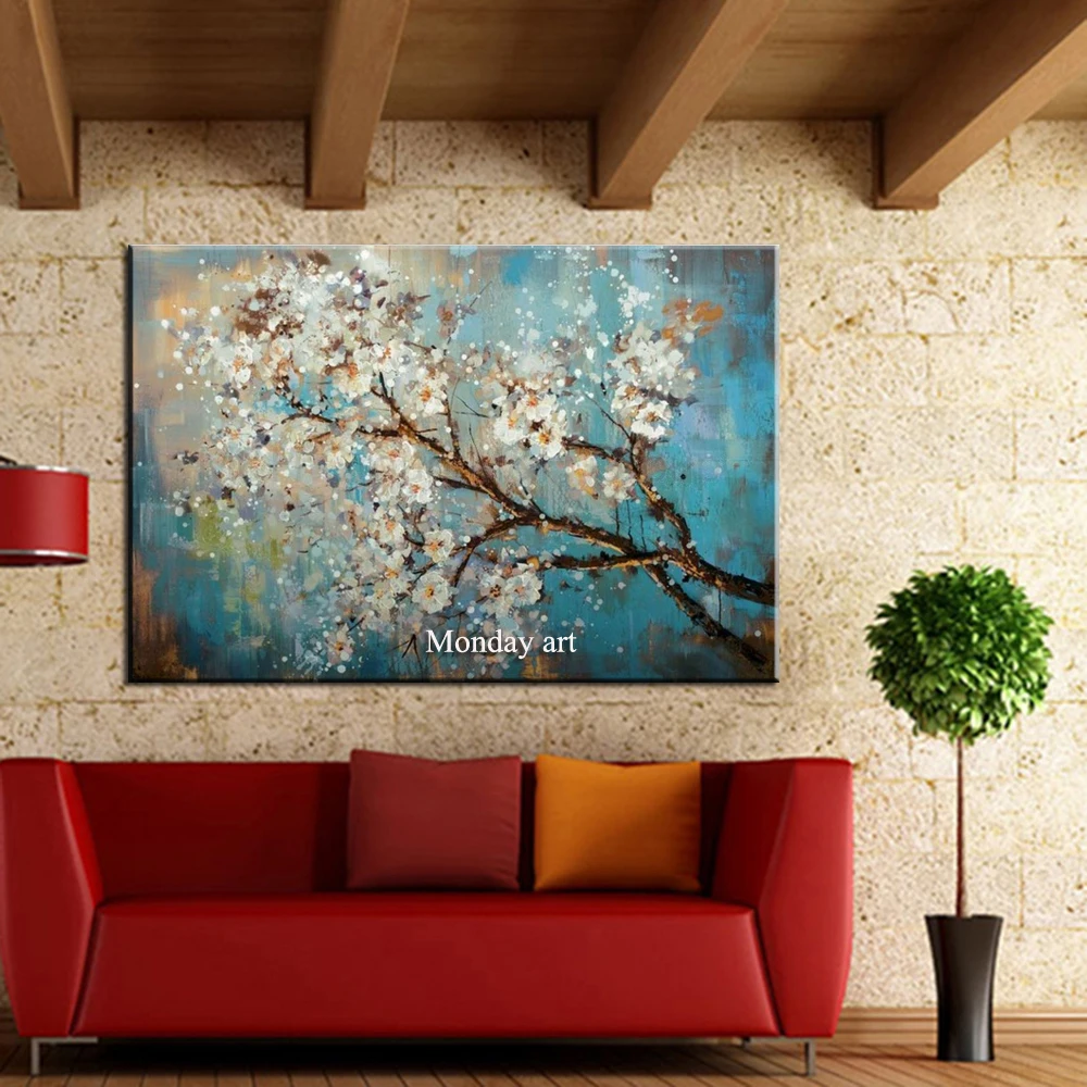 

Large Handpainted Lover Rain Street Tree Lamp Landscape Oil Painting On Canvas Wall Art Wall Pictures For Living Room Home Decor