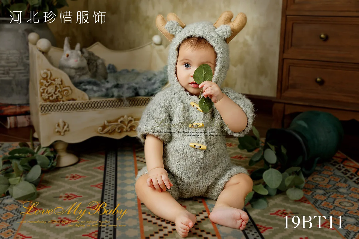 Серый Dvotinst новорожденный реквизит для фотосессии для ребенка, вязаная крючком мягкая одежда, комбинезоны, аксессуары для фотосессии в студии - Цвет: Серый