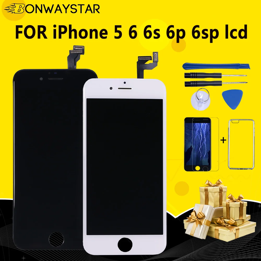 

AAA + + + качественный ЖК-дисплей для iPhone 5 дисплей для iPhone 6 6s Plus сменный сенсорный ЖК-экран в сборе 100% новый без битых пикселей Ecran