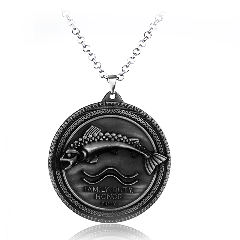 Tully silver Стиль игра ожерелье троны семья гребень Кастерли Рок дом Старк Ланнистер серебристый металлический кулон ожерелье для мужчин ювелирные изделия - Окраска металла: Tully silver