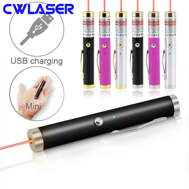 CWLASER 650nm перезаряжаемая красная лазерная указка ручка с зажимом Мощный Usb зарядка
