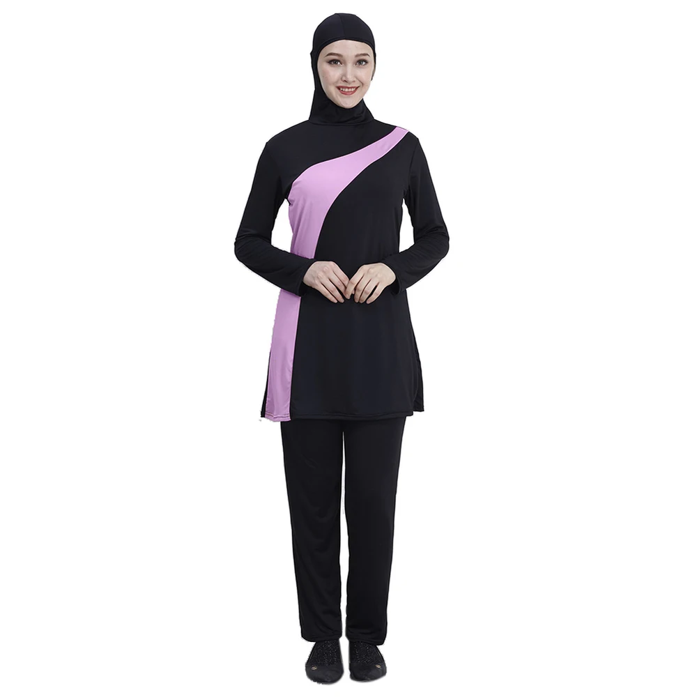 S XL размера плюс женский Мусульманский купальник из двух частей с длинными