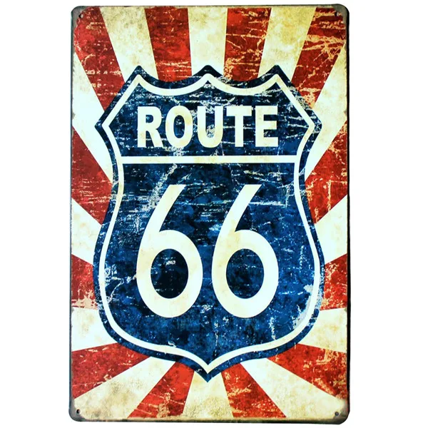 Ретро Настенный декор оловянные знаки Route 66 старинная дорога декоративные