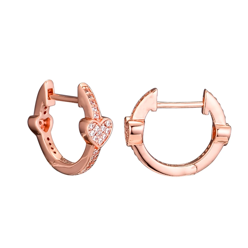 

Alluring Hearts Rose Hoop Earring with Clear CZ 100% 925 Sterling-Silver-Jewelry Free Shipping