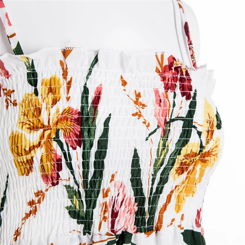 Новое модное женское платье в стиле бохо с цветочным принтом на бретелях без