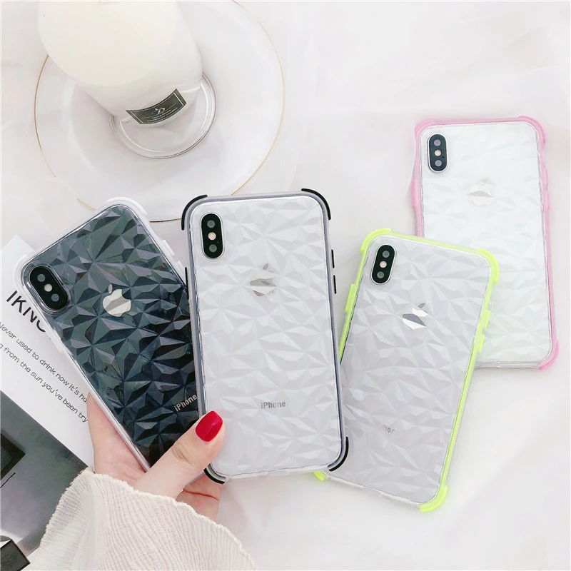 Чехол для iPhone X 11 Pro XR XS MAX SE 7 8 6s 6 Plus с 3d алмазной текстурой противоударный