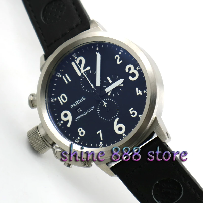 Parnis 50 мм полный хронограф корпус из нержавеющей стали черный циферблат Кварцевые