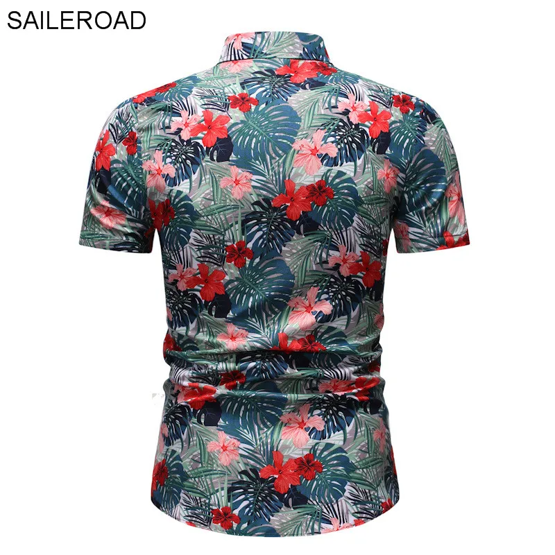 SAILEROAD 2019 Мужская рубашка с цветочным принтом Летняя Пляжная гавайская пальмы