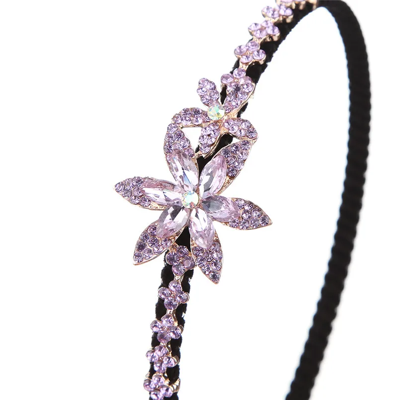 Модный обруч для волос женщин Rhinestone Flower Hair Band Lady Jewelry | Украшения и аксессуары