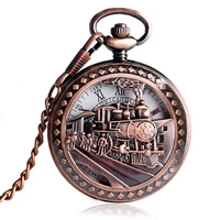 classical fobs clock running train locomotive mechanical watches women roman numbers mechanical hand wind pocket watch men gifts