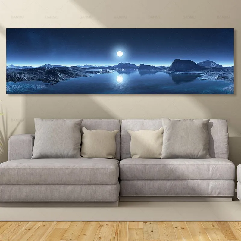 Постер Conisi с изображением ночного падения Луны морского неба скандинавские