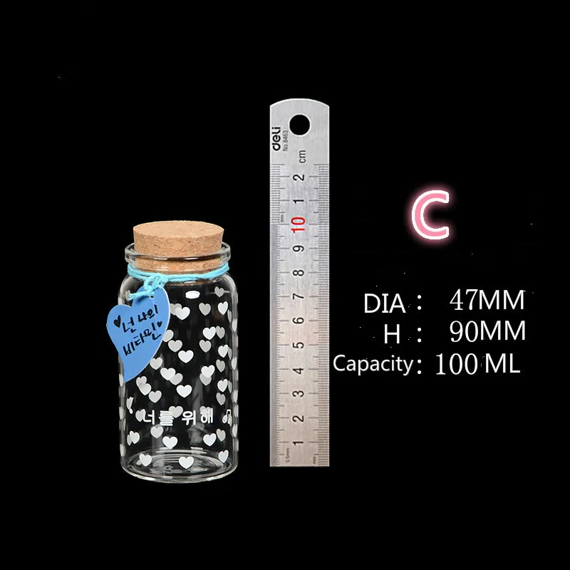 

20pieces High Borosilicate Cork Glass Bottles Make A Wish Bottle Printing Drift Bottle Gift Candy 100ML Empty Glass Bottle